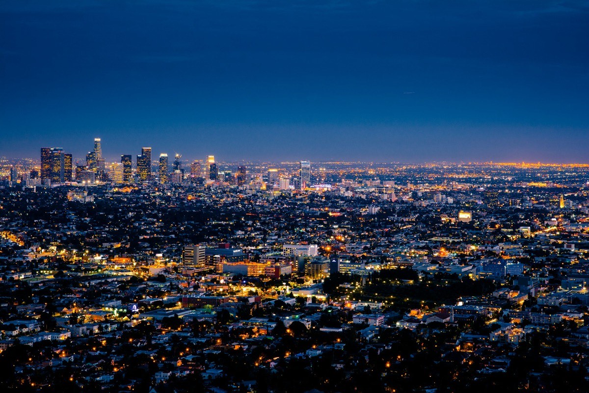 Downtown Los Angeles skyline at night