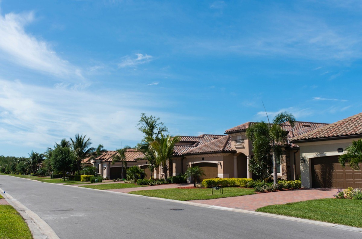 Sunny suburban street in Orange County